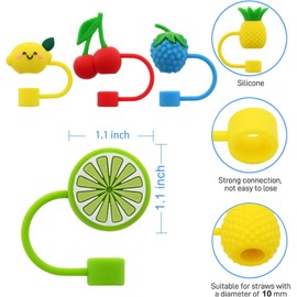 Orange Soft Silicone Straw Covers Cap Lovely Reusable Drinking Straw Tips Lids Portable Cute Straw Toppers Dust Proof Straw Protectors Plugs for Tumblers, for 10mm