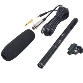 Bestshoot Condenser Interview Microphone Photography Shotgun Mic for Video Camcorders DSLR DV Camcorder 11 inches/27cm Camera Microphone with Metal Holder, Anti-Wind Foam Cap XLR Cable