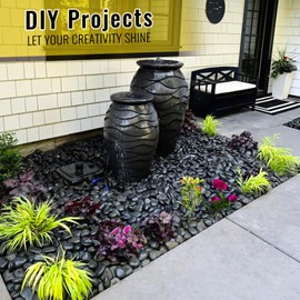 22 lbs Black River Rocks for Outdoor Landscaping – Natural Decorative Black Pebbles,Polished River Stones for Plants, Vase Fillers, Fish Tanks, and Garden Decor