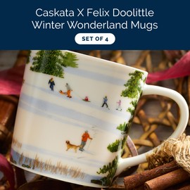 Caskata X Felix Doolittle Winter Wonderland Mugs, Set of 4 | High-Design Premium Lead-Free Porcelain Mug Set for Entertaining | Perfect for Wedding, Birthday, Christmas & Holiday Gifts | 14 oz