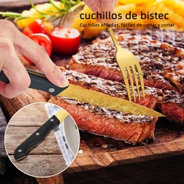IMLUCKY Juego de Cubiertos Forados con Cuchillo Carne: 25-Piezas Tenedores y cucharas para 5 - Acero inoxidable y Apto para Lavavajillas - Uso en el Hogar y en Fiestas - Regalo para Madres y Familias