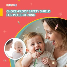 BEBECAN Bebecan Shielded Teething Tubes C Baby Teething Relief 0-36 Months, Anti-Choking Design, Clip-Attachable, BPA-Free Silicone, 5 Soft Tubes + 2 Teether Clips + 2 Brushes + Storage Bag