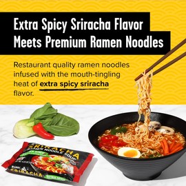 CHOI Sriracha Ramen Noodle Soup, Extra Spicy - Pouch, 4.23 oz. (120g), Case of 20