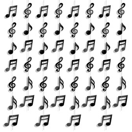 Pack of 8 Music Theme Party Music Notes Banner, Hanging Music Notes Decorations, Music Note Party Decoration with Pre-Made for 50s 80s Birthday Baby Shower Wedding Music Parties Blanket