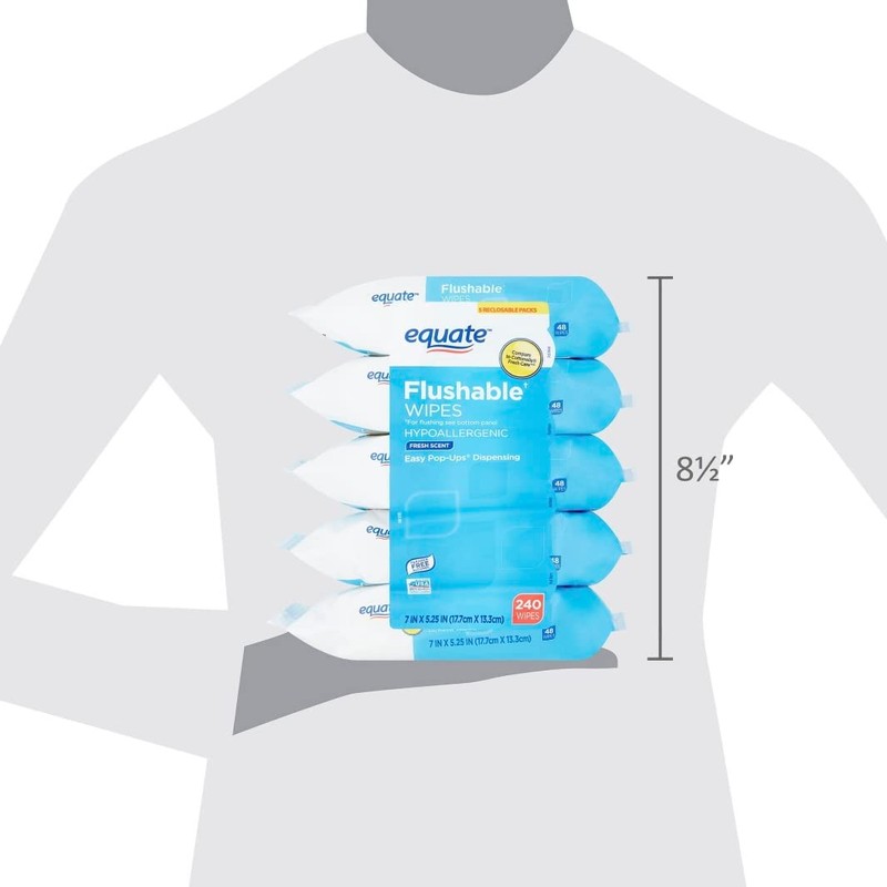 Equate Flushable Wipes, Fresh Scent, 240 Ct
