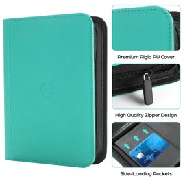 Card Binder 4 Pocket with Zipper, 288 Pockets Trading Card Holder Book, Premium PU Cover Zip Folder Binder, Side Loading Carrying Case Binder Album for TCG, MTG, Sports Cards, Game Cards