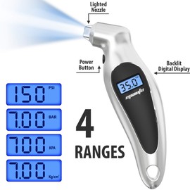 EPAuto Slim Digital Tire Pressure Gauge,Sliver, Set of 2, Silver