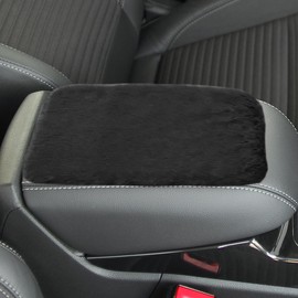LHDOS Fluffy Car Center Console Cover - Soft Furry Armrest Box Mat Protector Car Armrest Cover Cushion - Universal Armrests Seat Box Cover Pad Middle Console Covers for Most Vehicles (Black)
