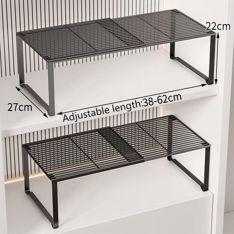 HGZBS Extendable Metal Wire Shelf Organizer - Adjustable 15-24.4in Length,