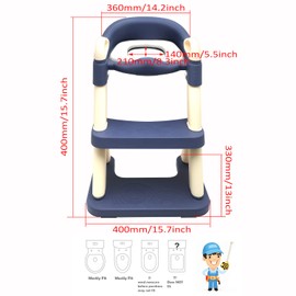 XKMT- Baby Blue Wider Step Toddler Potty Training Seat Ladder Toilet Chair Infant Kid Bathroom Trainer