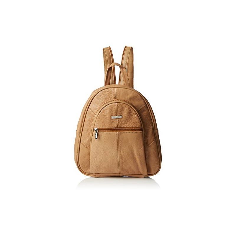 Ladies Genuine Real Leather Backpack Shoulder Handbag (TAN)
