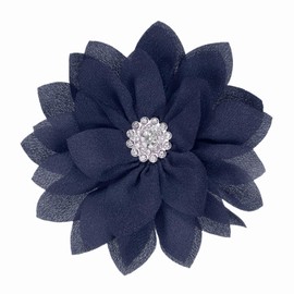 PATIKIL Elegant Flower Brooch Pin for Women, Fabric Flower Floral Crystal Brooch Lapel Pin for Wedding Party Gift Suit Clothes Hat Dress Coat Accessories, Dark Blue