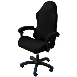 Elastic Electronics Gaming Chair Covers Office Chair Covers Set with 2 Anti-Dust Anti Slip Armrest Covers, High Elastic Thick Backrest Covers with Zipper, Washable Seat Covers Black