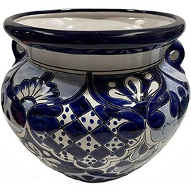 Fine Crafts Imports Indoors/Outdoors Small-Sized Zacan Mexican Colors Talavera Ceramic Garden Pot