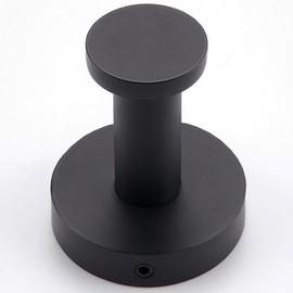 Wall Mount Bathoom Towel Hook, SUS304 Stainless Steel Towel Robe Coat Anti-Rust Clothes Hook Heavy Duty Holder for Bath Kitchen Bedroom Garage Hotel(Round, Matte Black)