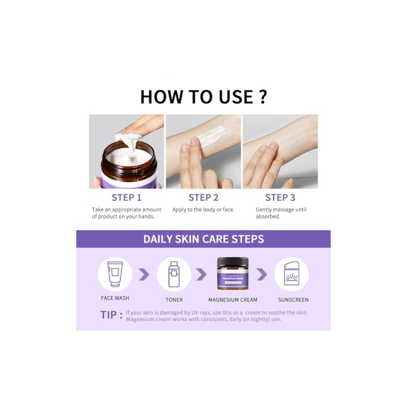 Nighttime Magnesium Cream, Lavender Body Lotion (1 Pcs)