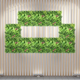 ECOOPTS 20"x20" Faux Ivy Privacy Fence Screen Artificial Boxwood Panels Topiary Hedge Plants for Indoor Outdoor Decoration, 12 Mixed Leaves, 12 Packs