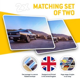 Rectangle Stickers (Set of 2) 10cm - Classic Muscle Car Sunset Fun Decals for Laptops,Tablets,Luggage,Scrap Booking,Fridges, #3950