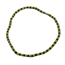 Tiger Smile Real Smooth Clam Chips Puka Shell Necklace 18" Yellow Gray Black