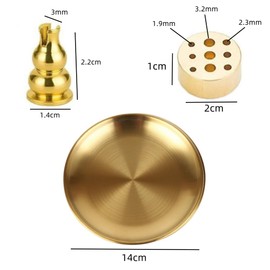Ai-OUMLEEF Incense Holder,14cm Removable Brass Incense Holde,3 in 1 Stick Incense Burner,Metal Gourd Shaped Incense Sticks,Coil Incense,Incense Cones Ash Catcher,for Meditation Yoga Room Home(Golden)