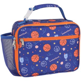 BrainyBees Kids Lunch Bag Boys - Insulated Kids Lunch Box Reusable Lunchbox with Water Bottle Holder Toddler Lunch Tote Bag for School Daycare, Blue Basketball