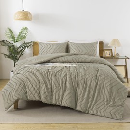 Andency Oatmeal Twin/Twin XL Comforter Set, Twin Bed Comforter for College Dorm Girls Boys Kids Boho Soft Warm Cute Comforter, 2 Pieces Aesthetic Chevron Bohemian Bedding Set