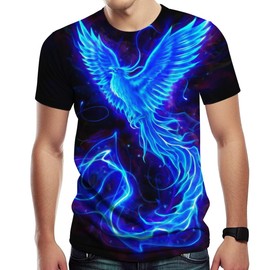 Cerbukt Novelty Phoenix Print Summer Fashion T-Shirt for Men's,Multicolored1,L