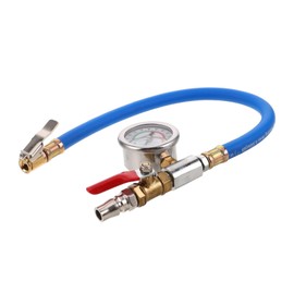 FUNOMOCYA Tire Inflator Pressure Gauge with Heavy Duty Hose Quick Connect Coupler for Cars and Bikes Durable Air Chuck for Reliable Inflation and Versatile Use