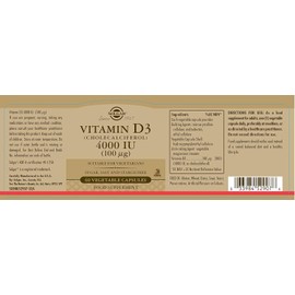 Solgar Vitamin D3 4000 IU (100 µg) Vegetable Capsules - Pack of 60 - Cholecalciferol - Keeps Bones and Teeth Healthy - Supports Muscle Function & Immunity - Vegetarian