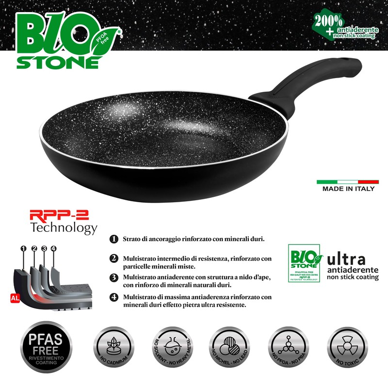 Pensofal Biostone Bratpfanne, hoch, Durchmesser 20 cm, Schwarz