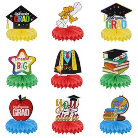 Minnhua Pack of 9 Graduation Decoration, Graduate Honeycomb Balls Table Decoration, Paper Honeycomb Centrepieces, Graduation Honeycomb Table Decorations for Graduations, Proms, Parties (Colour)