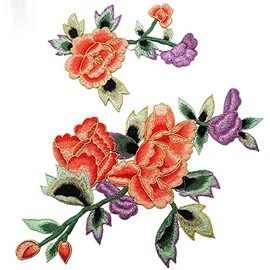 2 apliques de encaje bordados de hilo dorado, costura manual, tecnología de reparación de ropa (naranja)