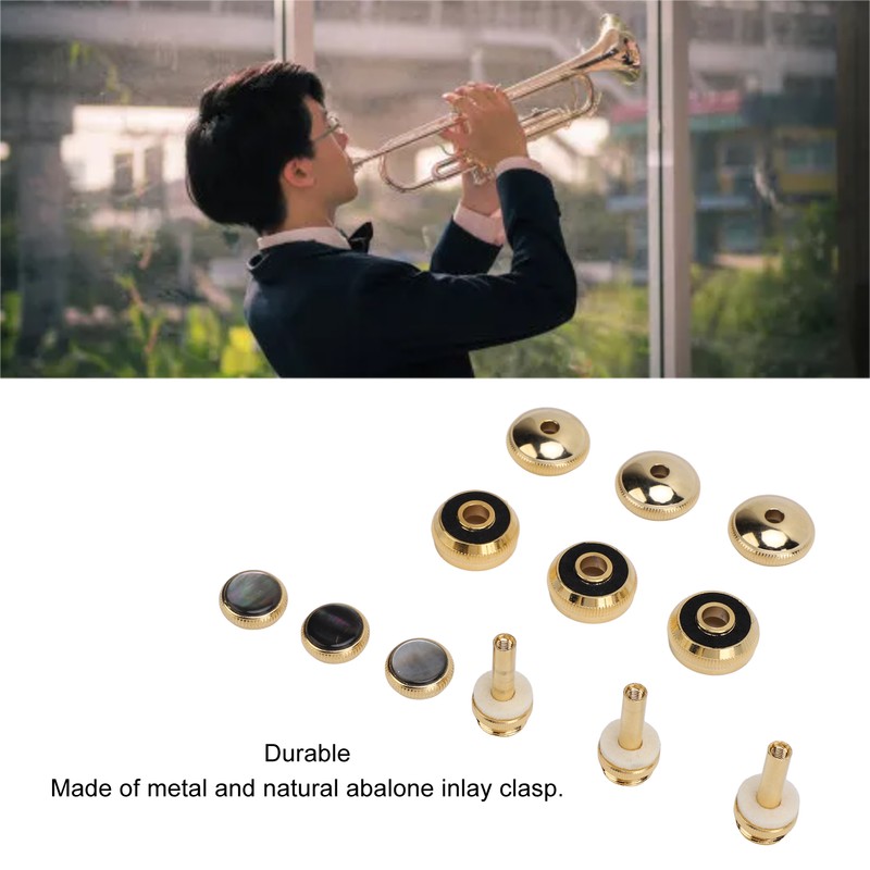 Trumpet Valve Finger Button Metal and Abalone Shell Trumpet Valve