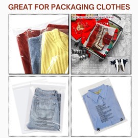 100 Clear Plastic SELF Seal Garment Clothing Bags with Safety Warning RESEALABLE Peel & Seal Polypropylene Clothes T-Shirt Shirt Display Postal Packing Postage Sacks MAILERS DVIVA (12" x 15")
