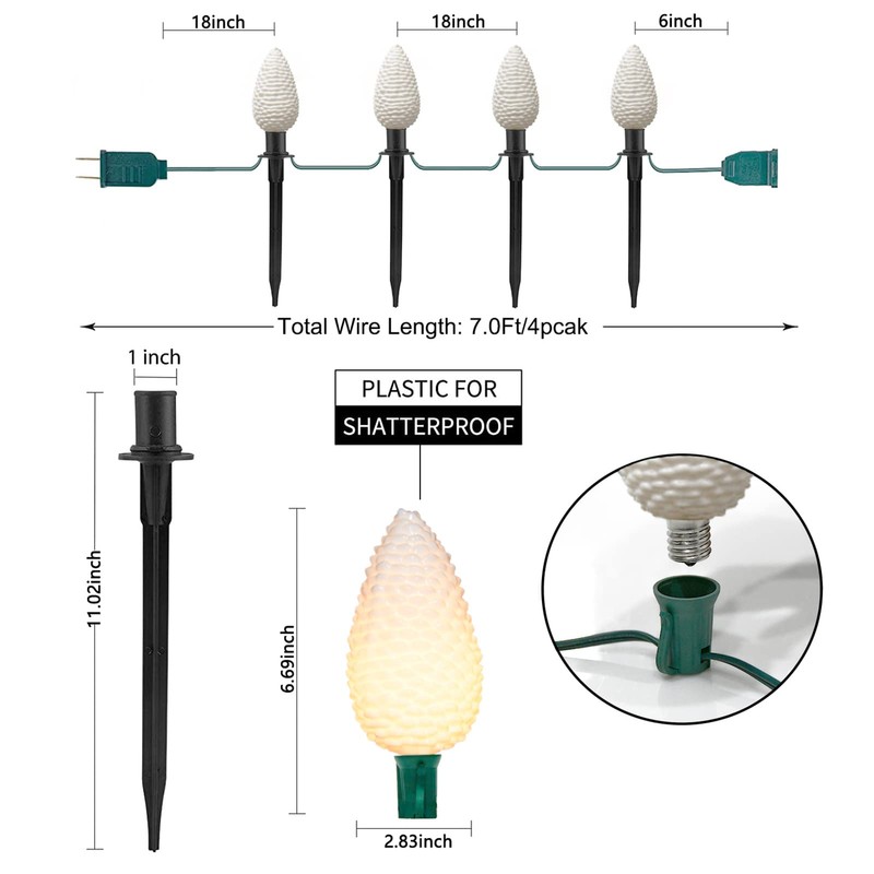 C9 Christmas Lights Outdoor Decorations Lawn with Pathway Marker Stakes,
