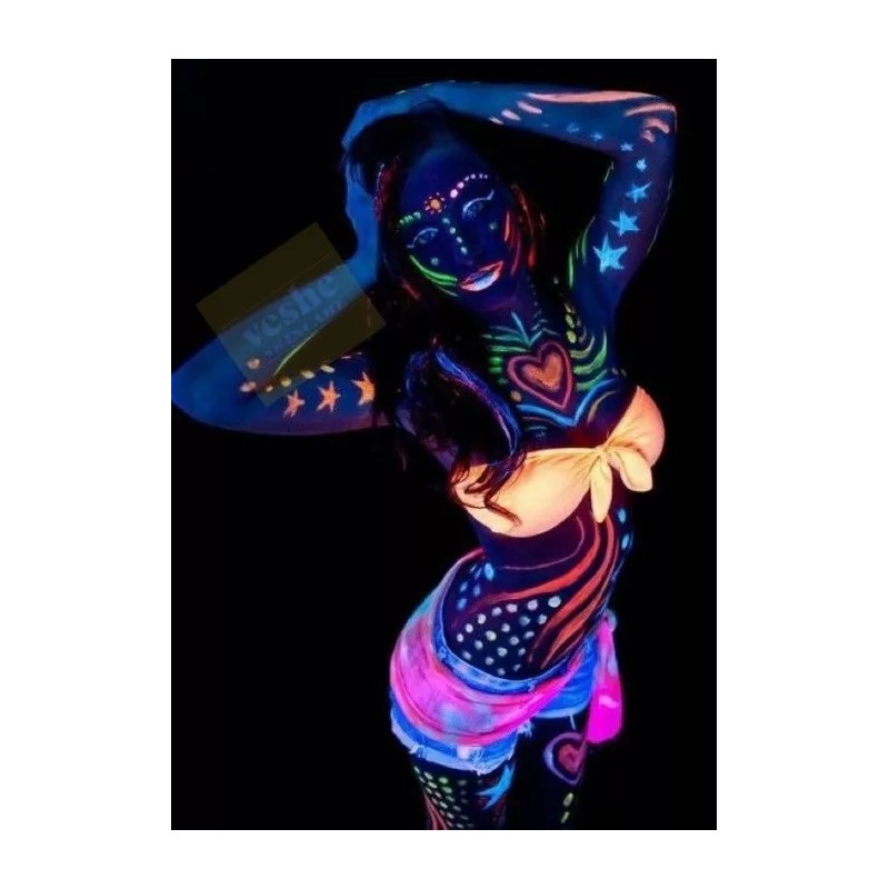 GLOW Arte Pinturas Fluorescentes Luminosa 6pz Cara,cuerpo+regalo