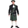 Schotte grün : Jacke, Schärpe, Barett, Rock und Gürtel, Erwachsenen-Größe:58/60