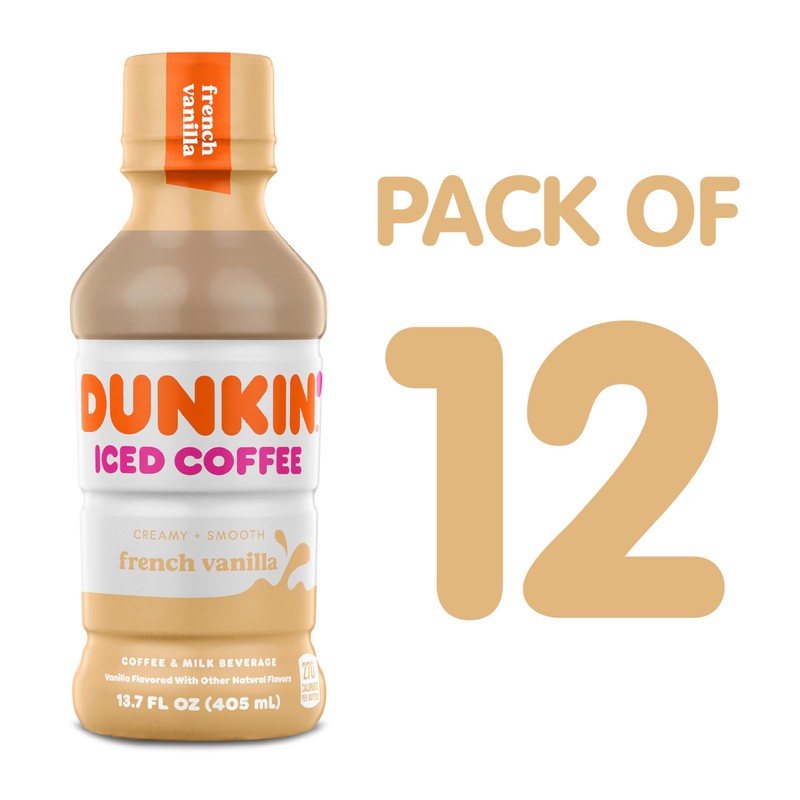 Dunkin' French Vanilla Iced Coffee Bottles, 13.7 fl oz, 12