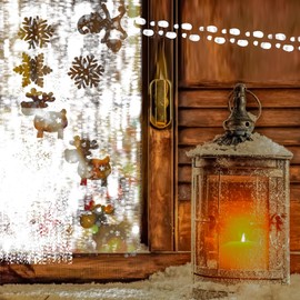 Pack of 6 Gnome Accessories Christmas, Gnome Stencil Footprints, Christmas Elk Deer Snowflake Stencil, Wooden Gnome Stencil Window, for Christmas Glass Door Desktop Floor Creative Decoration