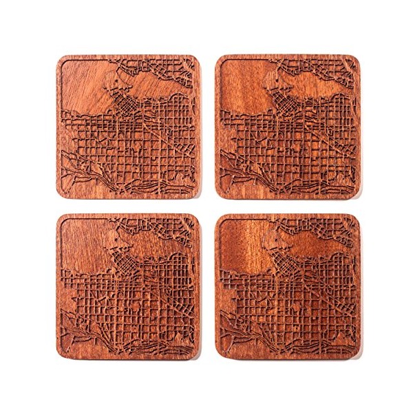 Vancouver Map Coaster by O3 Design Studio, Set Of 4,