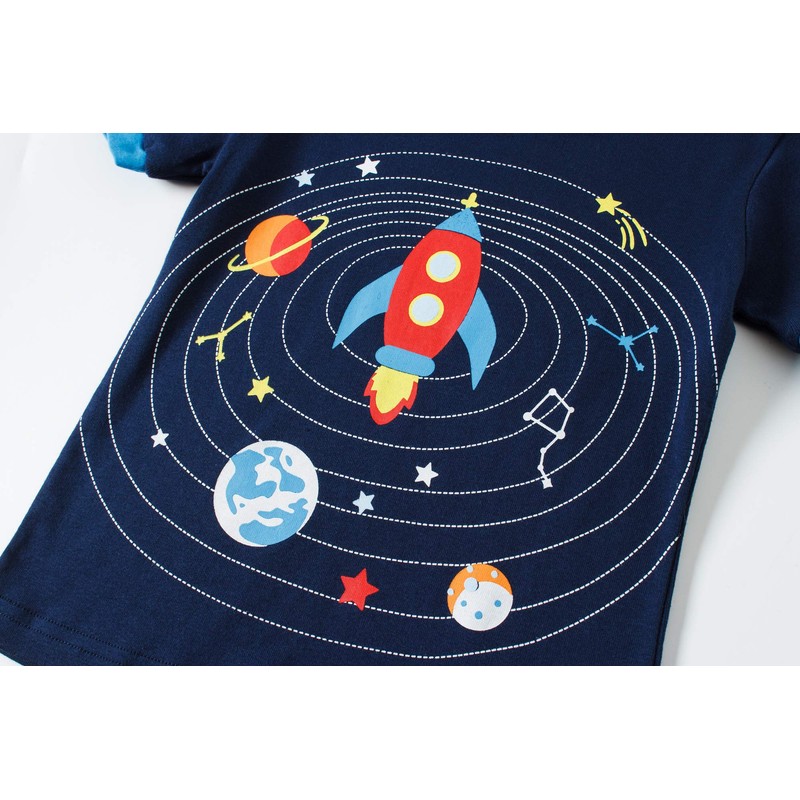 Akyzic Boys Space Pajamas 100% Cotton Rocket Pj 2 Piece