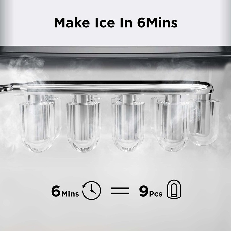 Silonn Ice Makers Countertop, 9 Bullet Ice Cubes Ready in
