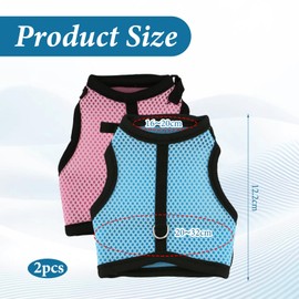 Rabbit Harness and Leash Set, Bunny Escape Proof Clothes, Soft Breathable Adjustable Buckle for Rabbits Kittens Ferrets Guinea Pig and Puppies for Walking (2pcs, Pink, Blue)