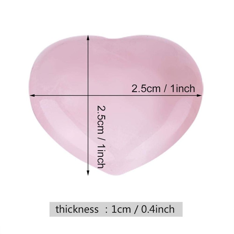 Piedra de cuarzo rosa en forma de corazón, 4 piezas