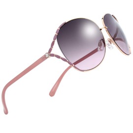 The Fresh Classic Crystal Elegant Women Beauty Design Sunglasses Gift Box (L116-Gold, Grey/Pink)
