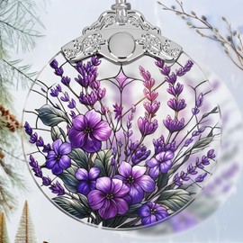 Christmas Ornament - Stained Glass Charming Bauhinia and Violets Ornament - Christmas Home Decor - Christmas Tree Ornament - Holiday Ornament - Holiday Present Ideas - Gift Exchange