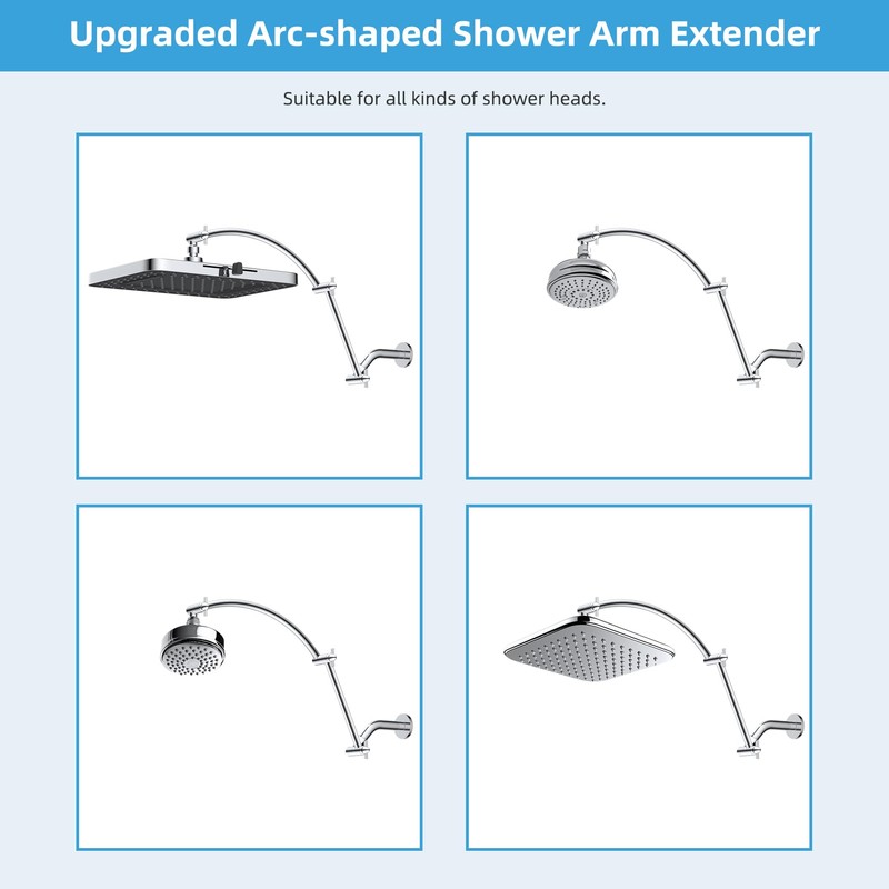 Hibbent All Metal 20'' Shower Head Extension Arm, Solid Brass