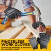 HANDLANDY Fingerless Work Gloves, Padded Work Gloves with Grip for