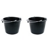 Set of 2- Black Plastic Builders Bucket 3 Gallon 14