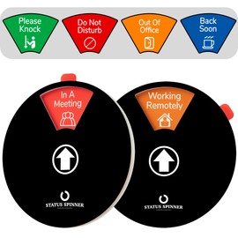 2PK Office Door Signs Do Not Disturb, 6 Options Private Wheel Sign, In a Meeting Sign for Conference Room, Business Out of Office Status indicator, 6 inch Black
